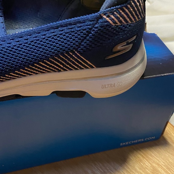 Skechers Women's Blue Mesh Slip-On Sneakers - Picture 6 of 10